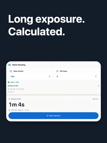 Published App Store preview for ND Exposure Calculator