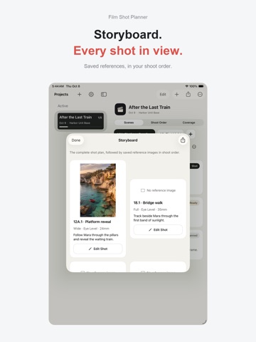 Published App Store preview for Film Shot Planner