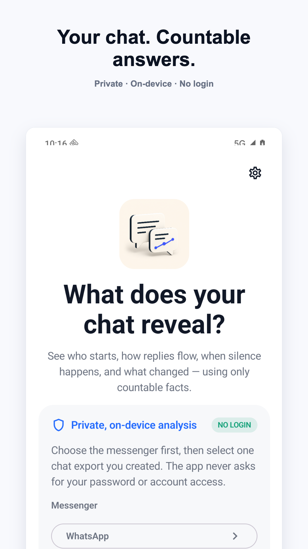 Chat Analyzer import screen on Android