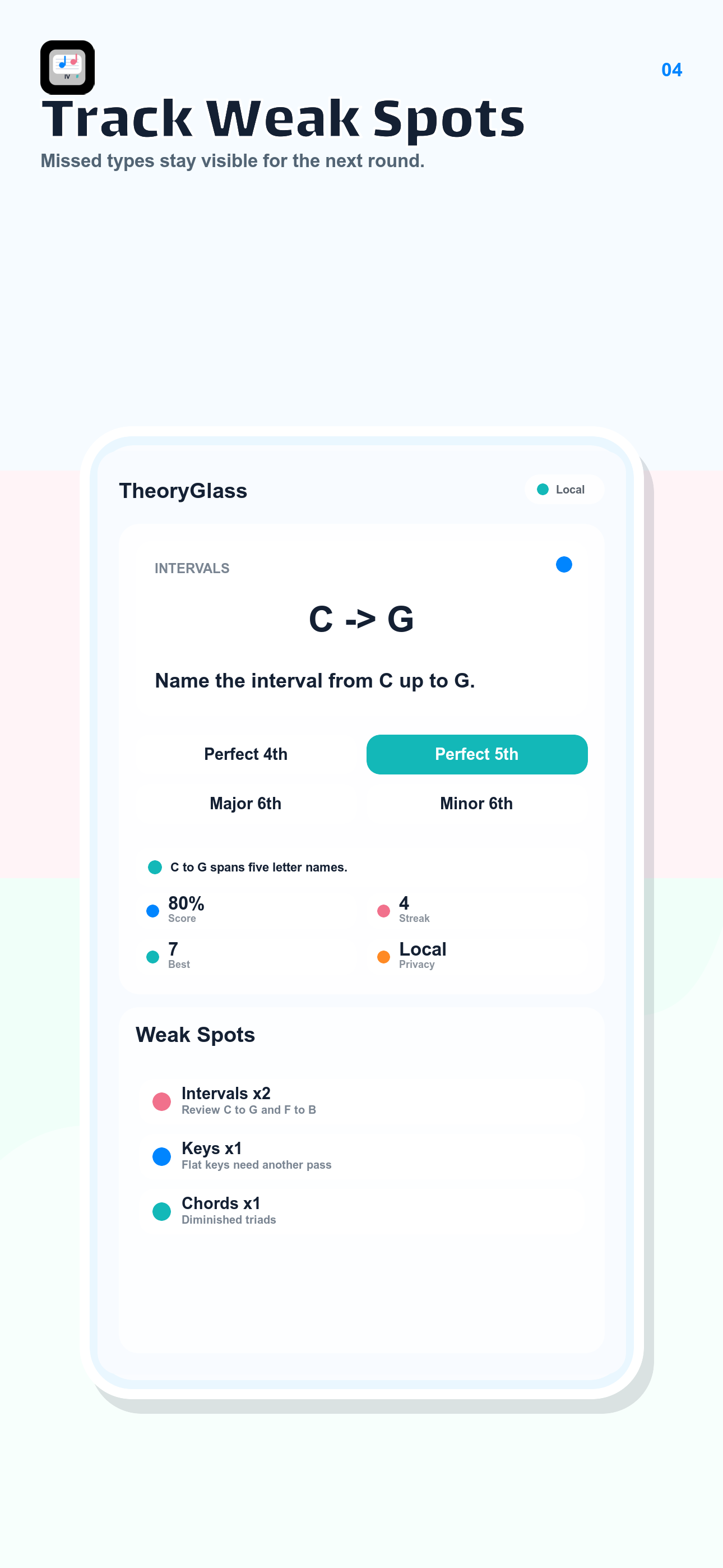 Music Theory Drills weak spots screenshot